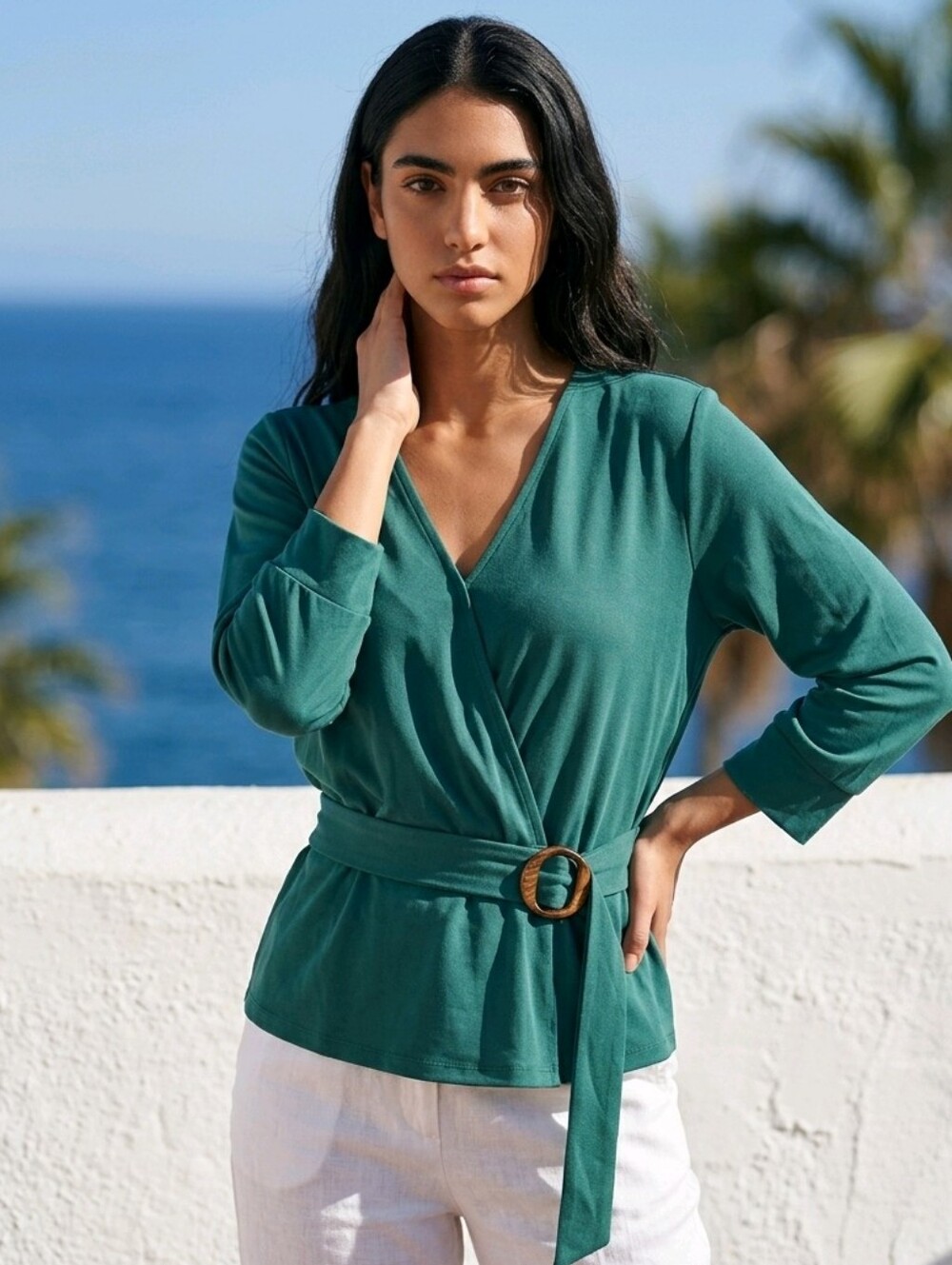 DIANA BELLE Blouson Wrap Tie Top sz XL